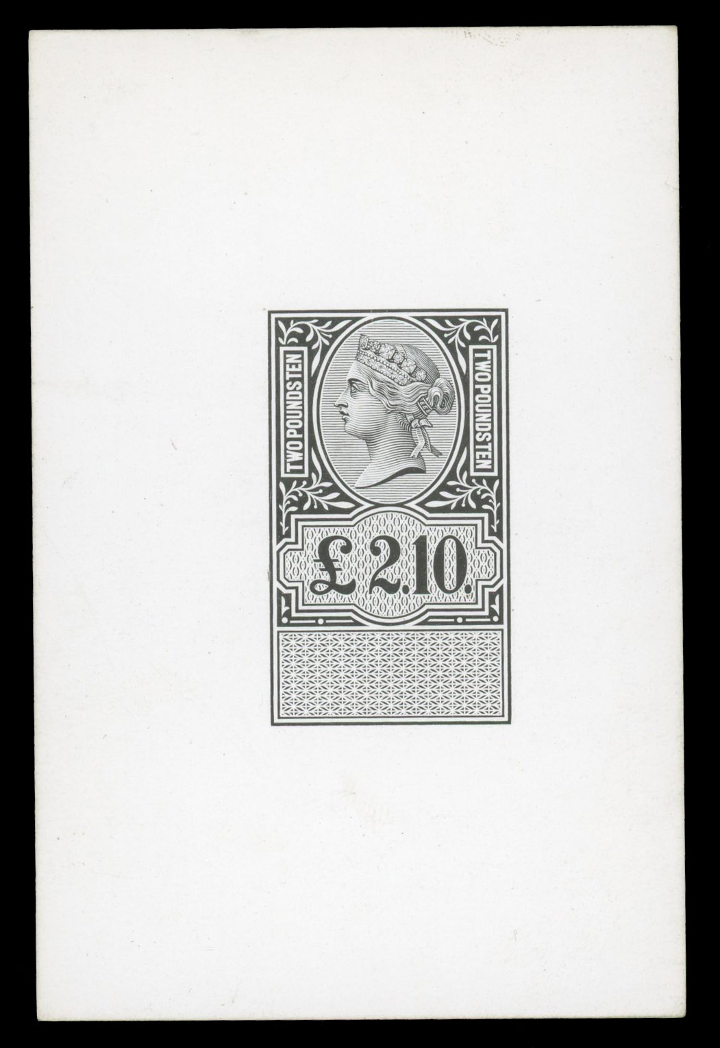 GB Unappropriated Dies. 1895 DLR £2/10/- Die Proof