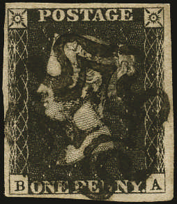 SG2 1840 1d Black Pl.6. VFU black MC (BA)