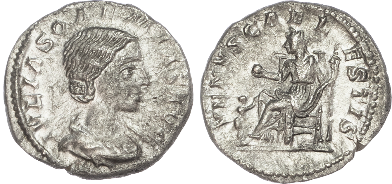 Julia Soaemias, mother of Elagabalus (AD 218-222) AR Denarius, Rome, AD 220-222, 3.32g. 