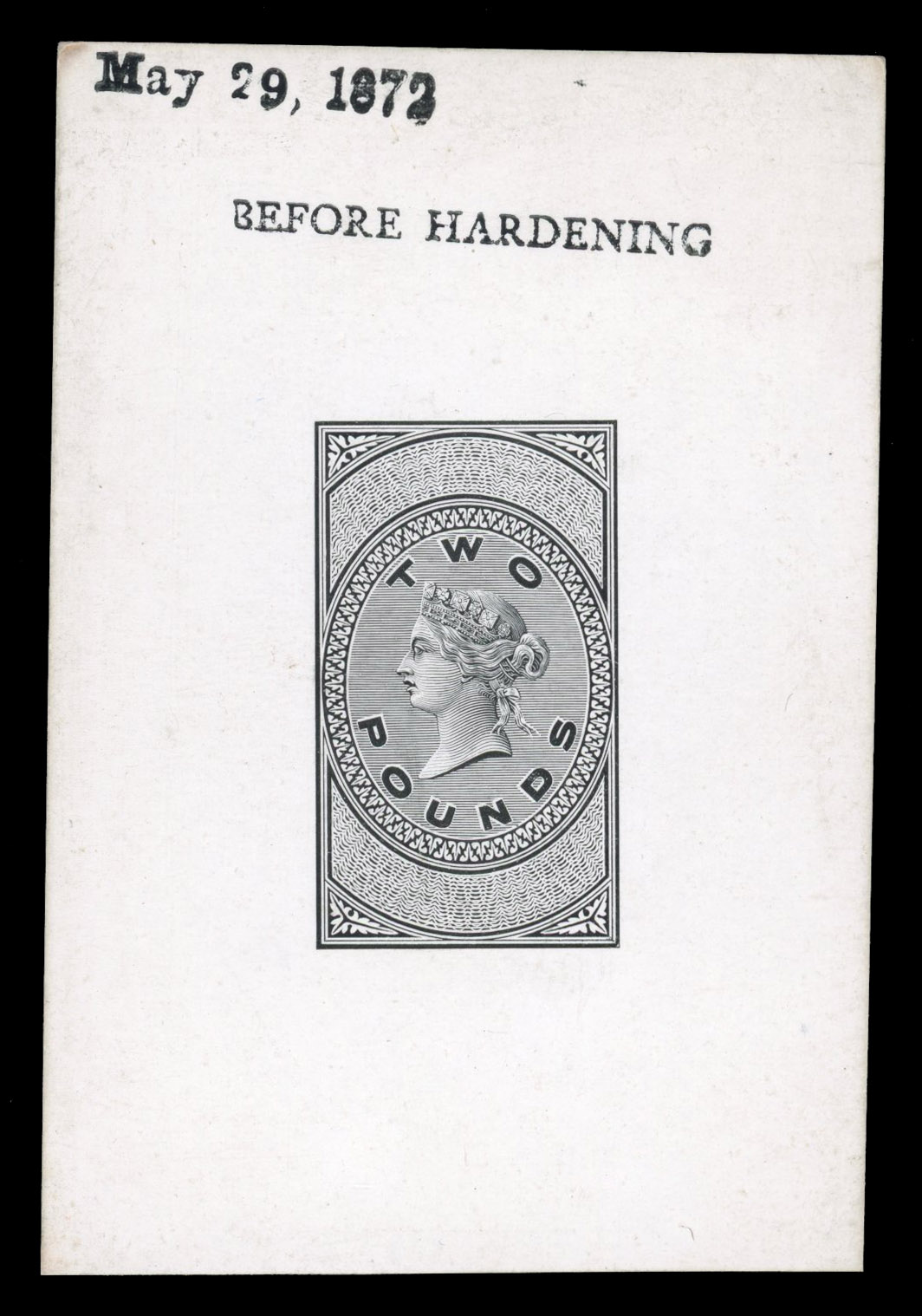 GB Unappropriated Dies 1872 £2 Die Proof