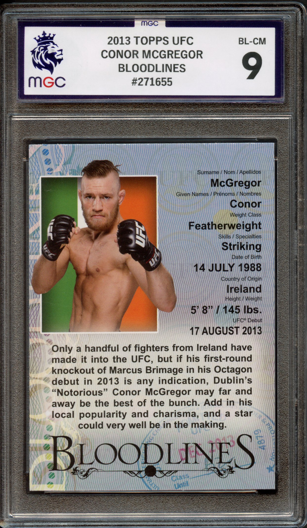MGC 9 2013 Conor McGregor Rookie Topps UFC Bloodlines