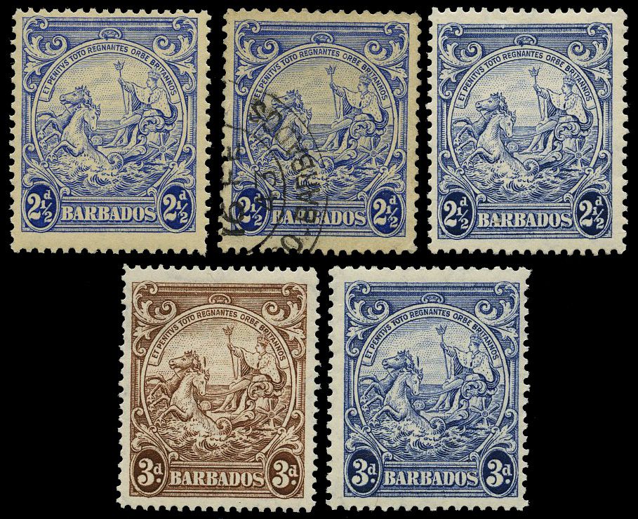 1938-47 2½d blue with R1-3/3 mark on...