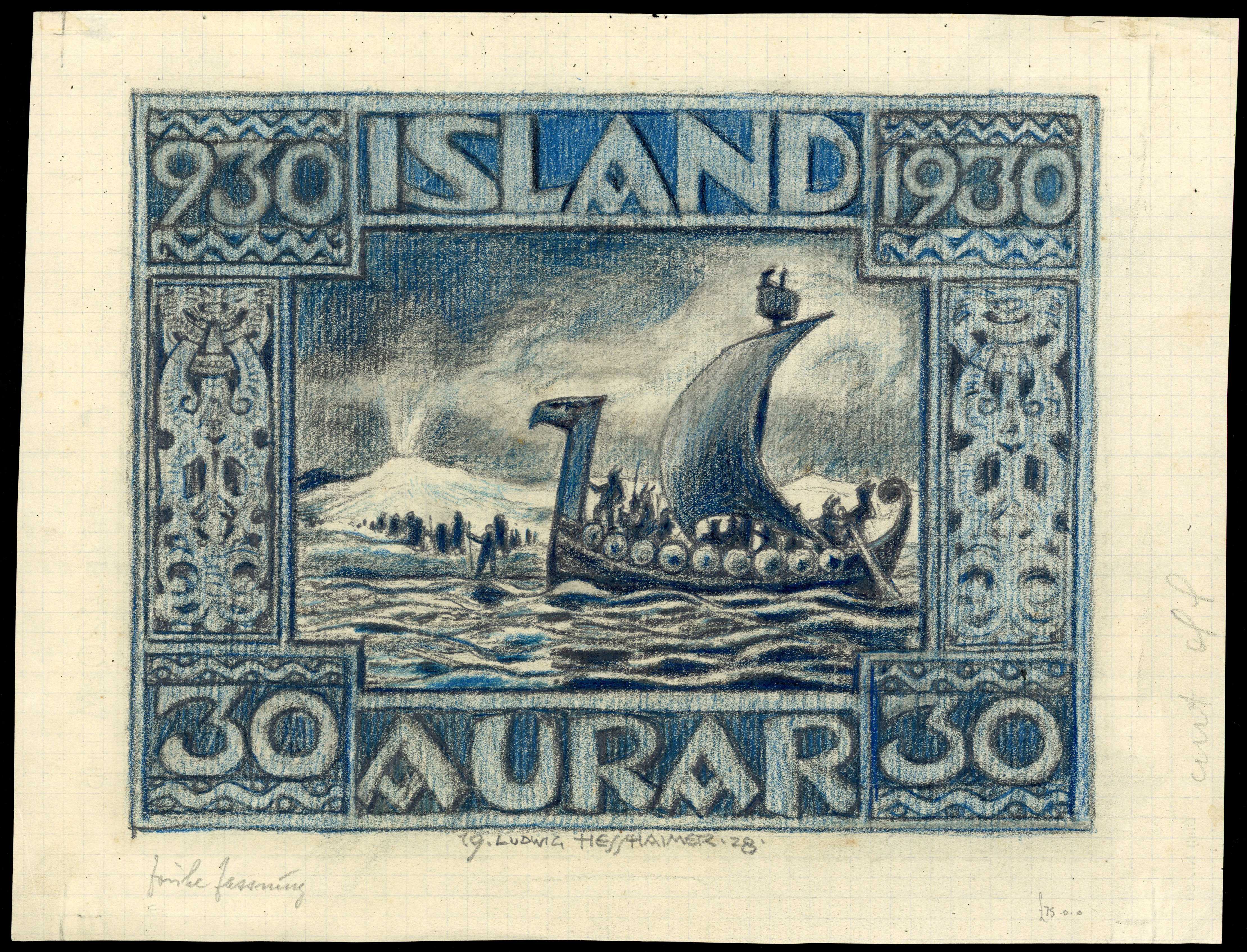 Iceland 1930 Parliament Millenary artist's essay 