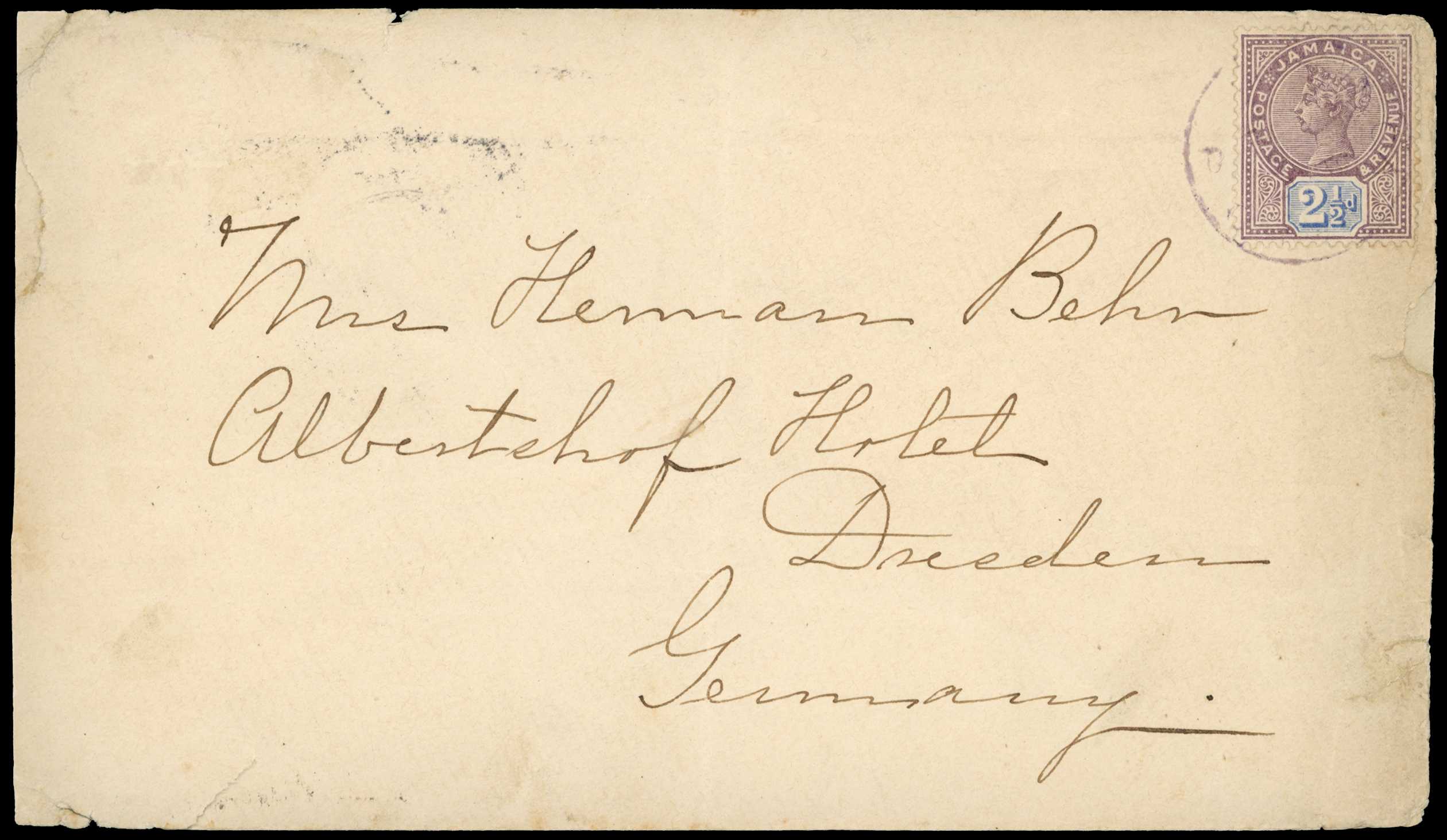 Rare use on overseas mail of 2½d...