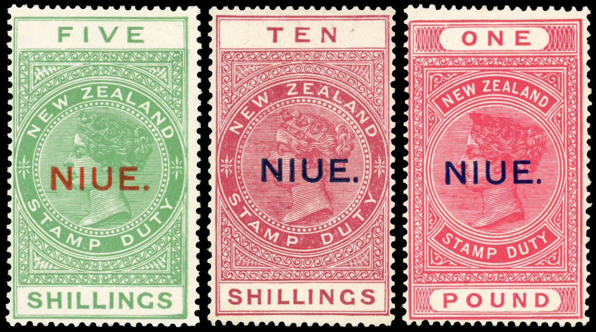 Niue 1918-29 Cowan paper set of 3 to £1