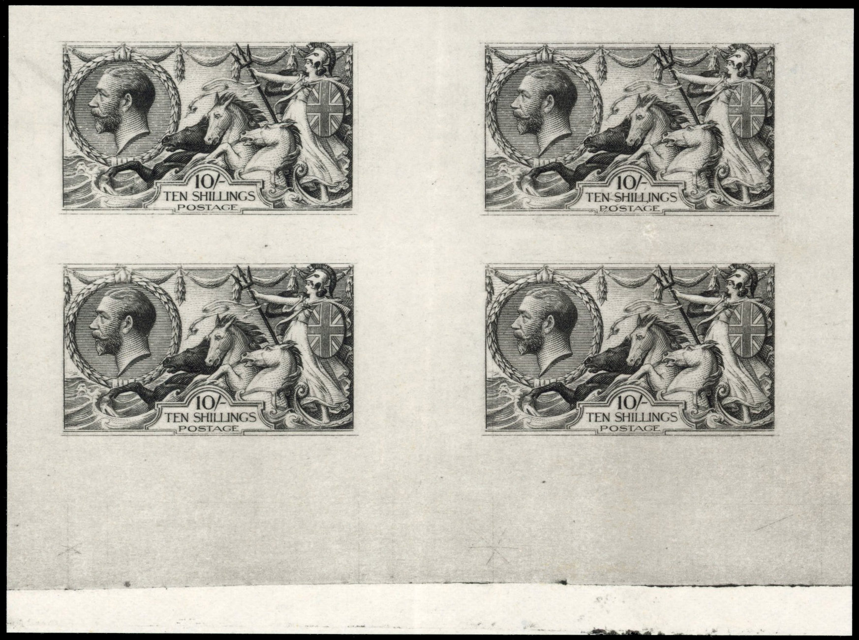 Great Britain 1929 10s "Seahorse" plate proof, SG 417var