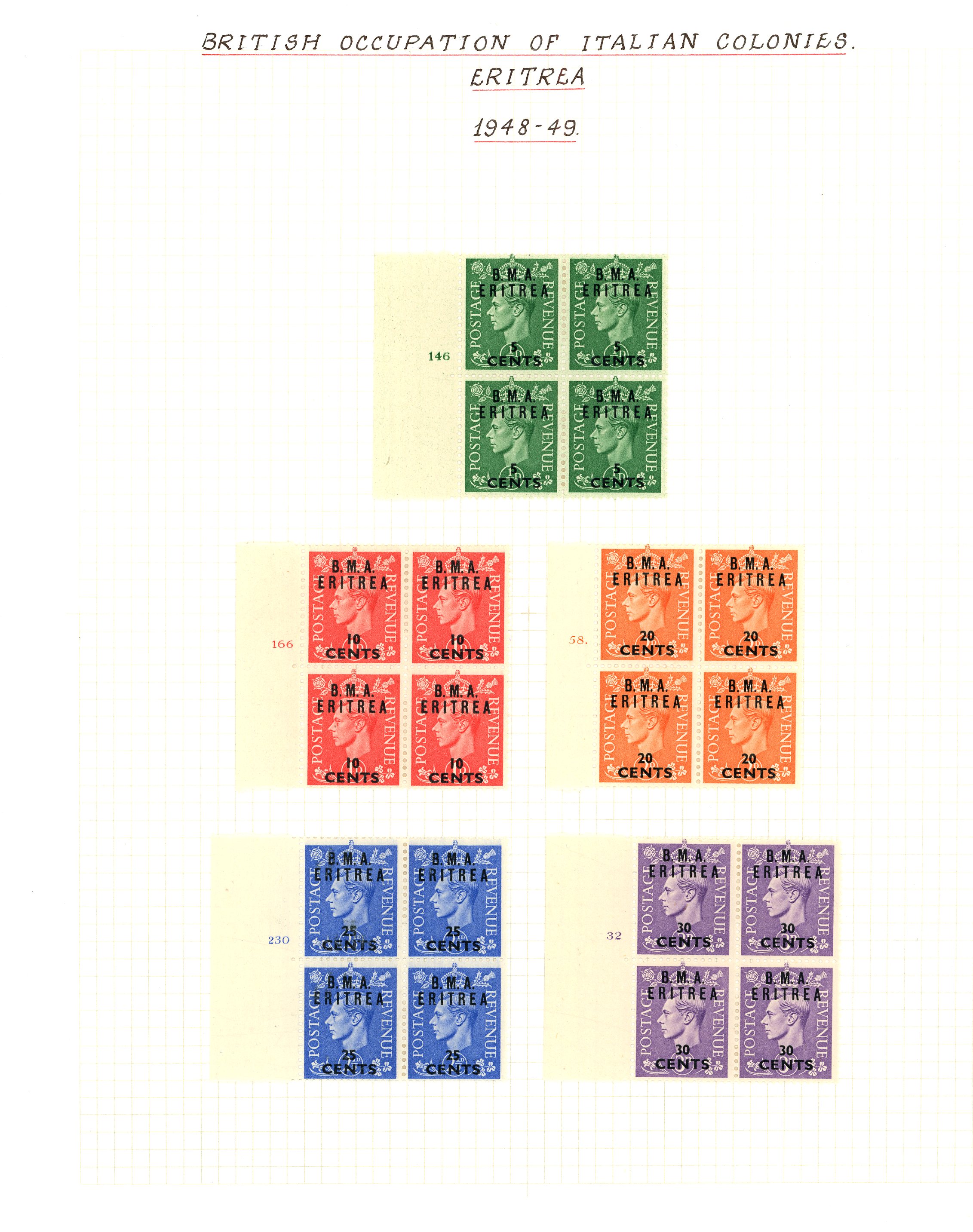 BOIC Eritrea SG E1-ED10 blocks mint