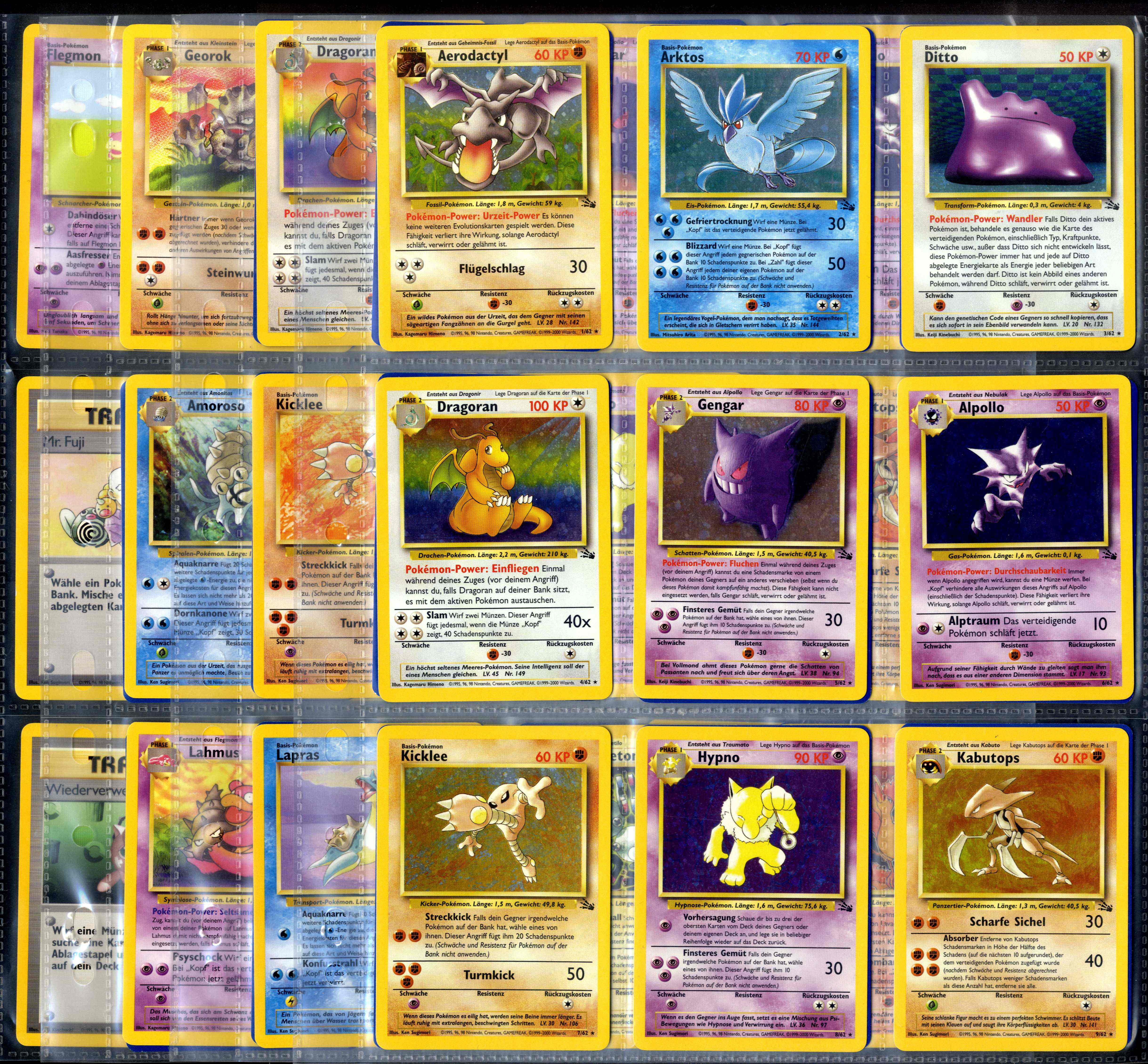 Pokémon TCG - Fossil Complete Set - German ~Unlimited - 63/63