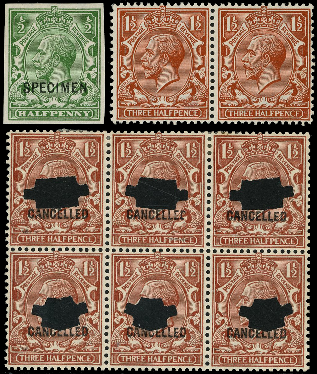 1912-26 watermark Royal Cypher ½d green overprinted 'SPECIMEN' (Type 26) (RPS Certificate, 1977)