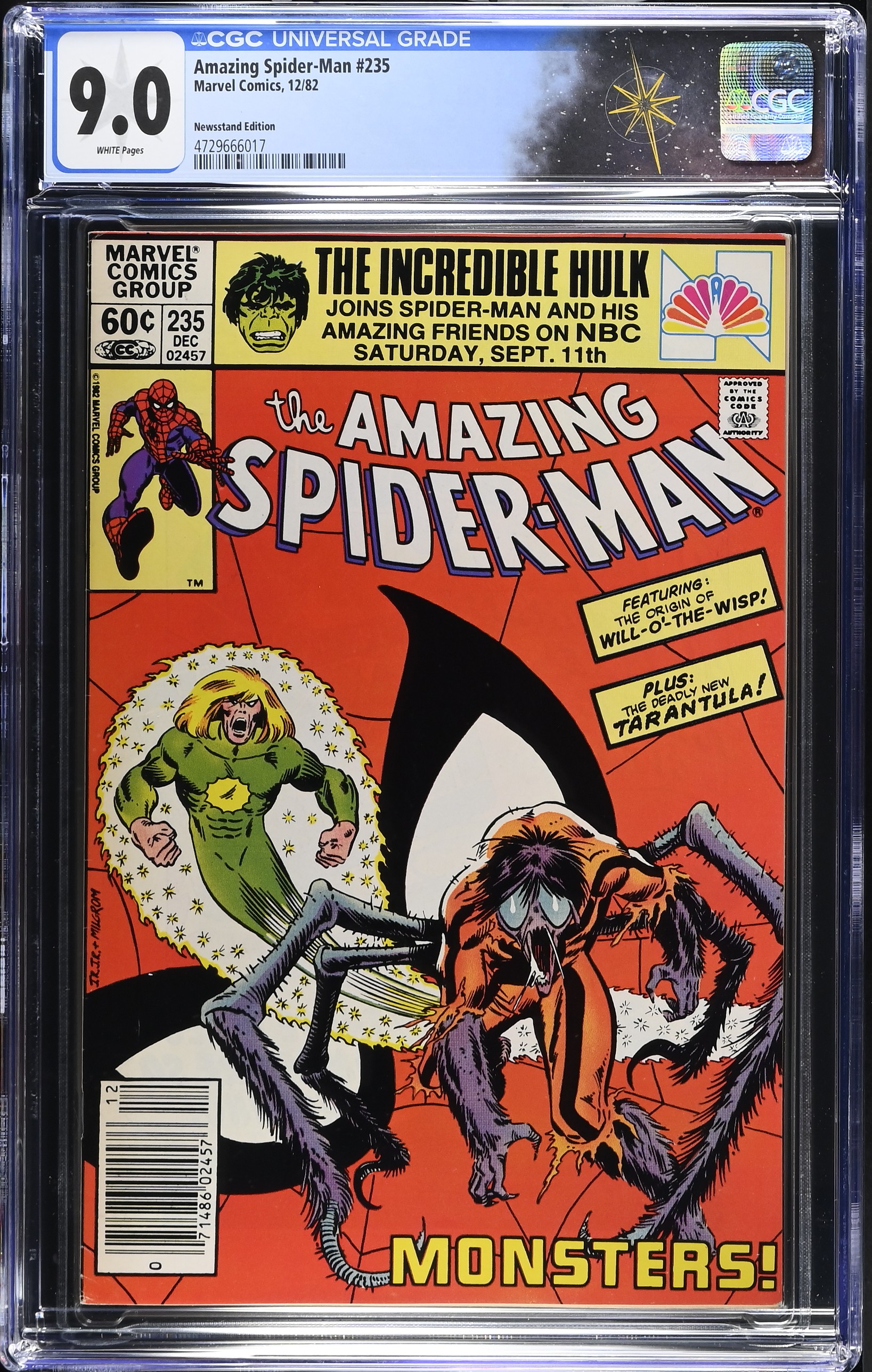 Amazing Spider-Man #235 CGC 9.0 Origin of Will-O'-the-Wisp Newsstand Edition (Marvel Comics, 1982) White Pages