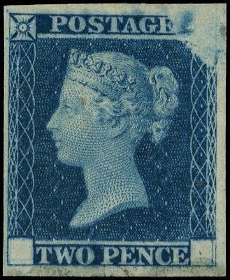 1841 2d Blue on "Dickinson" silk thread...