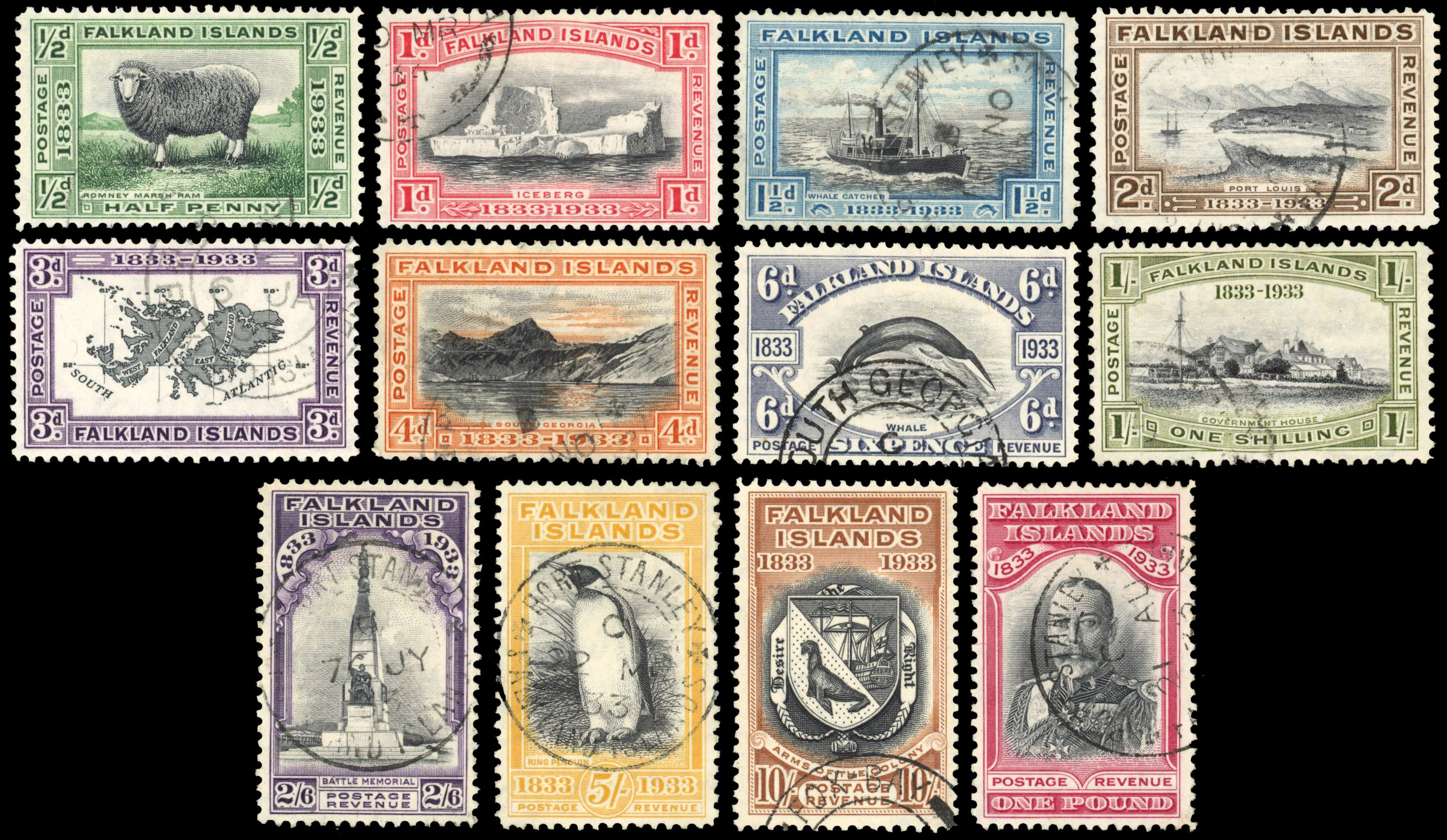 Falkland Islands SG 127-138 Centenary set used