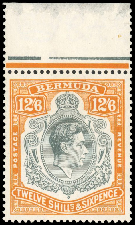 Bermuda SG 120 1937 12s6d deep grey and brownish orange mint