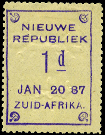 NEW REPUBLIC SG 48a 1886-87 1d YLW PAPER ARMS INV JAN 20 87