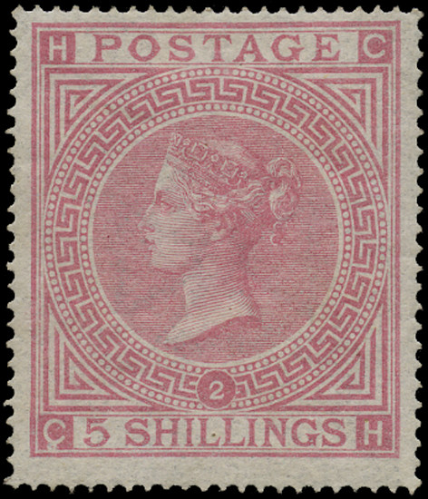 1874 5s Pale rose Pl.2 Unused o.g. (CH) SG127 Pl.2 Mint
