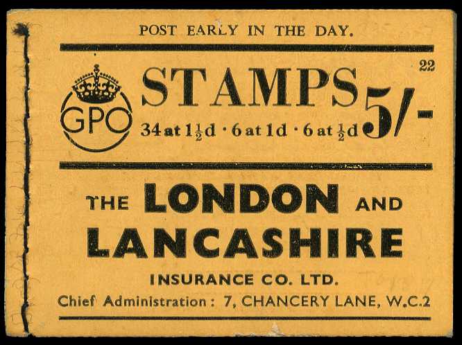 1938 (September) 5/- booklet (#22), GPO cypher...
