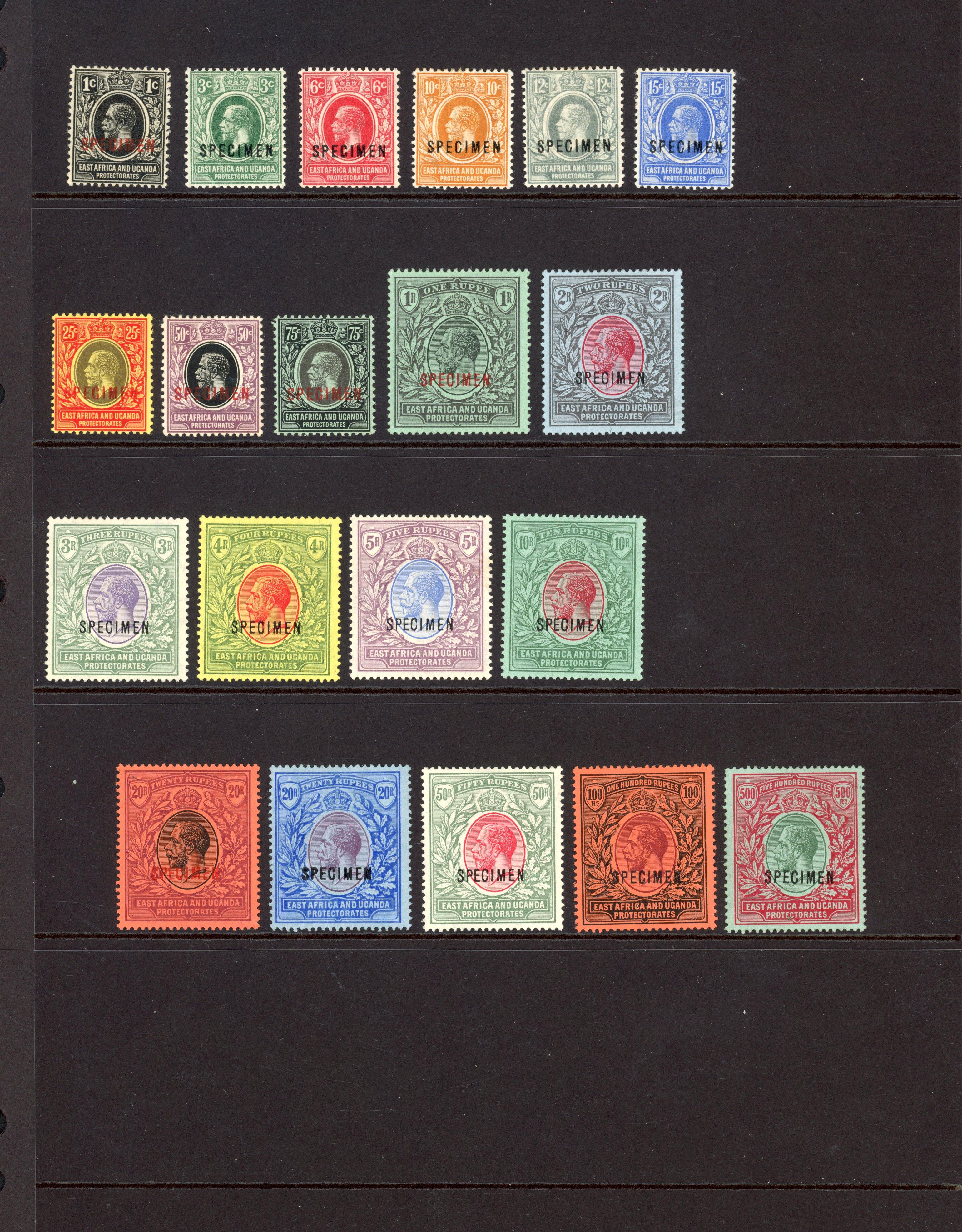 British East Africa specimen stamp range