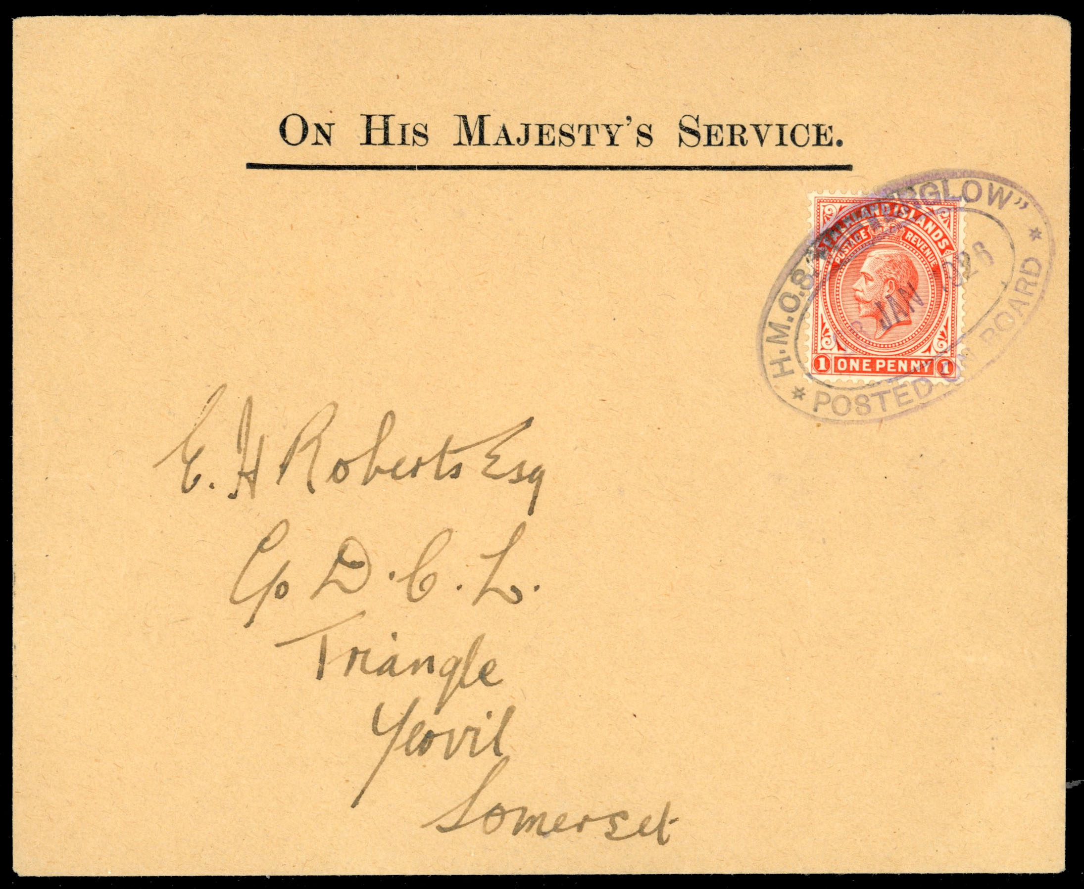 Falkland Islands 1926 'Afterglow' cover