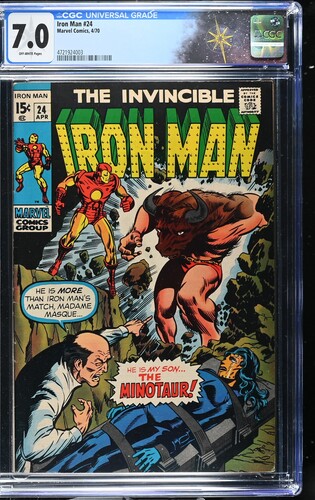 Iron Man #24 CGC 7.0 "My Son...The Minotaur!" (Marvel Comics, 1970) Off-white pages