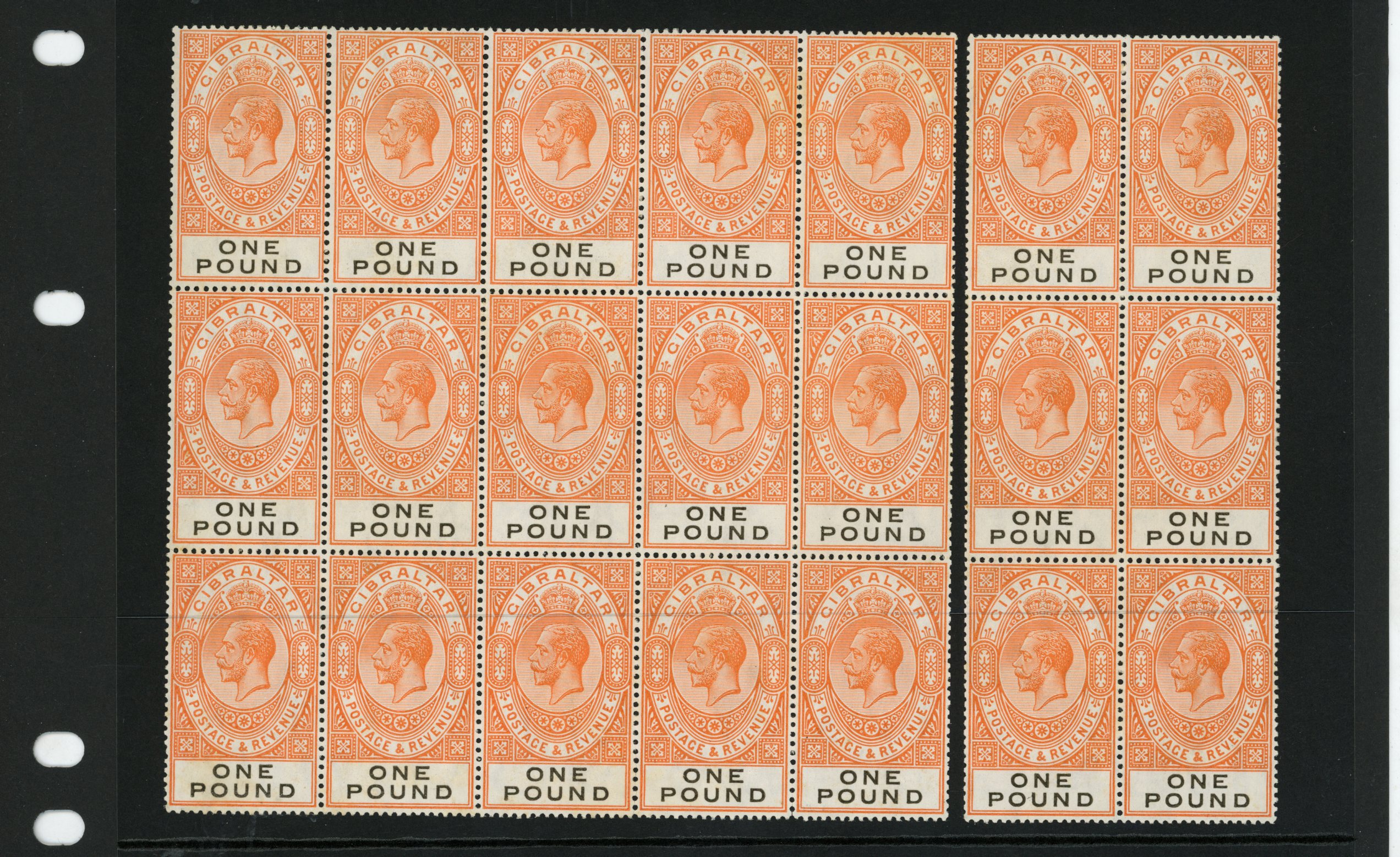 1927 £1 red-orange and black block, originally...