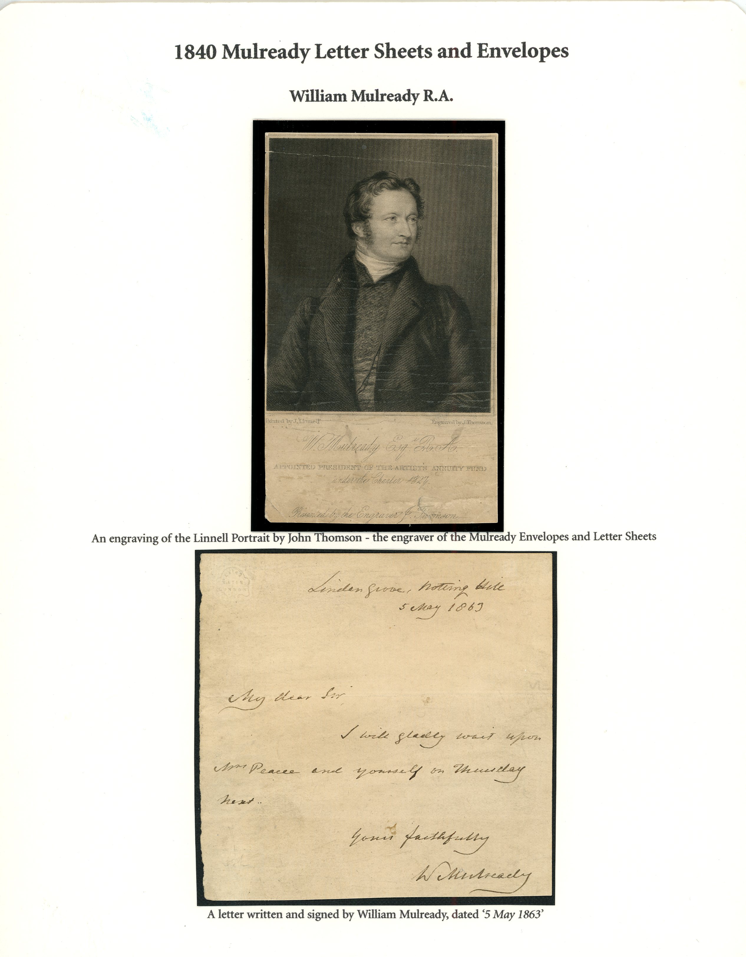 1833 portrait of William Mulready R.A. (66 x 111 mm), an engraving of the Linnell Portrait by John...