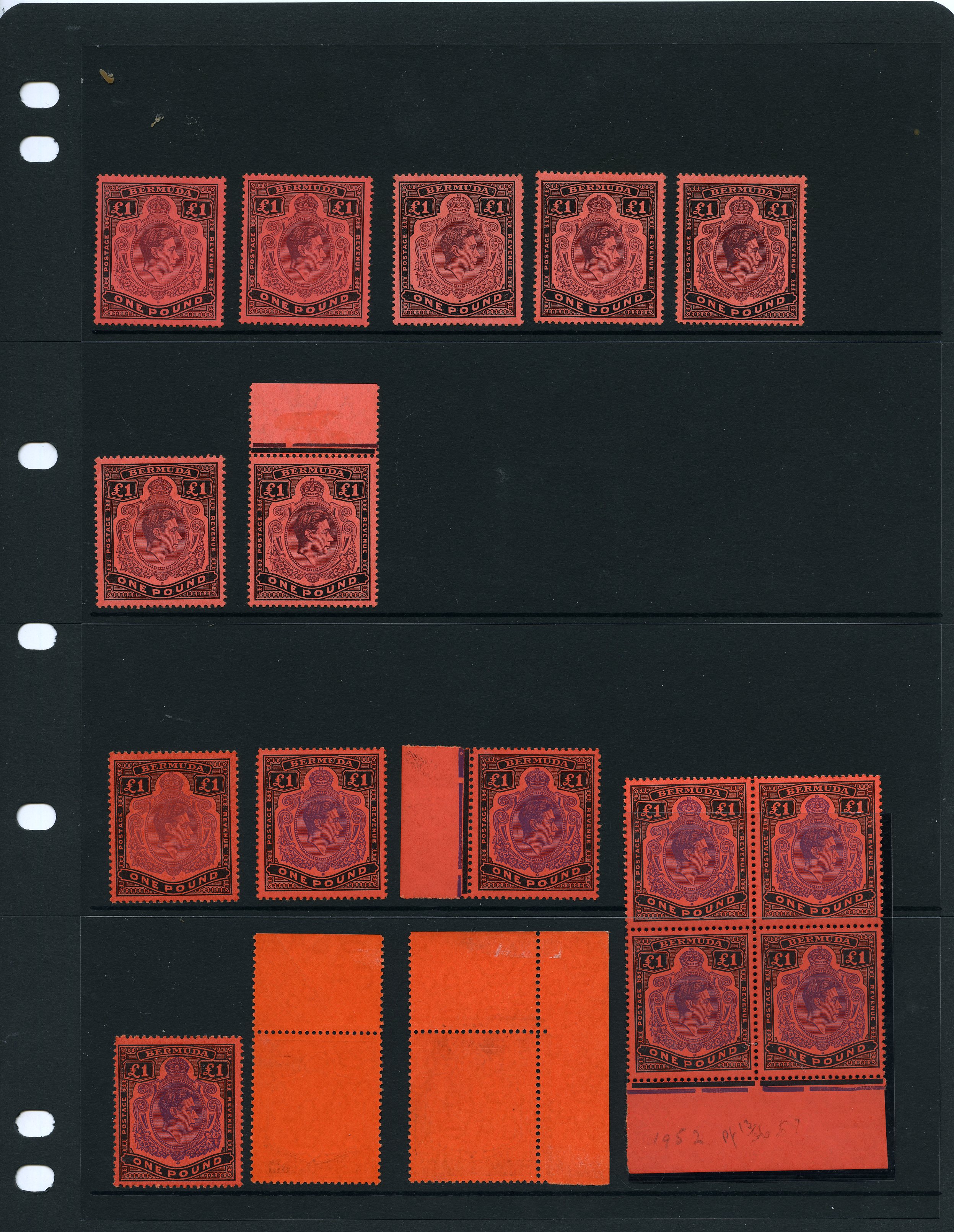 1938-52 £1 mint range of singles (13) and a...