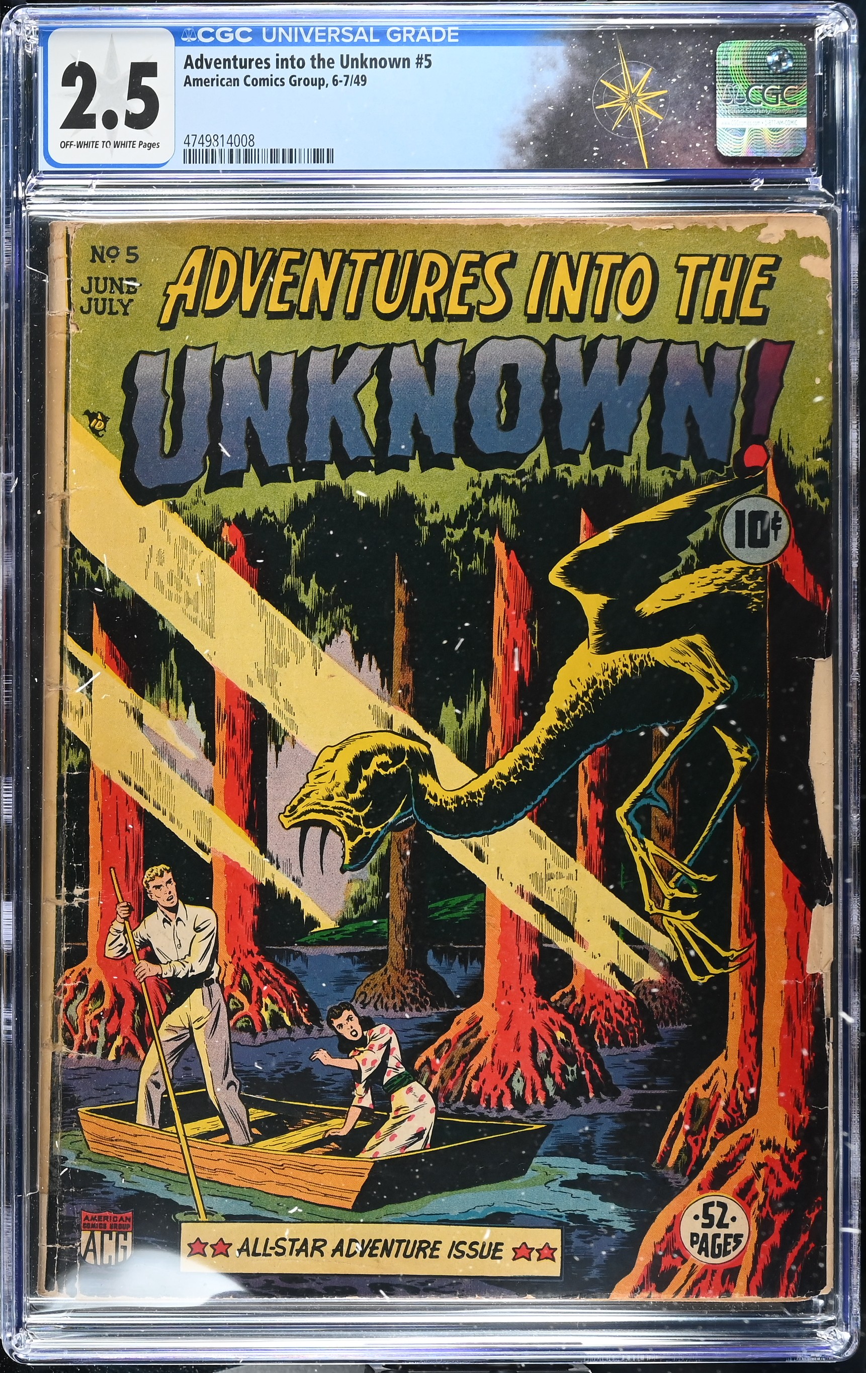 Adventures into the Unknown #5 CGC 2.5 Spirit of Frankenstein begins (American Comics Group, 1949) Off-White to White Pages