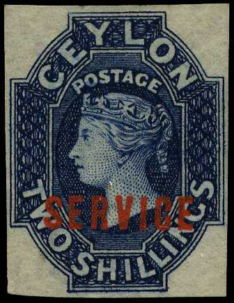 1869 2s deep blue imperf. official,...