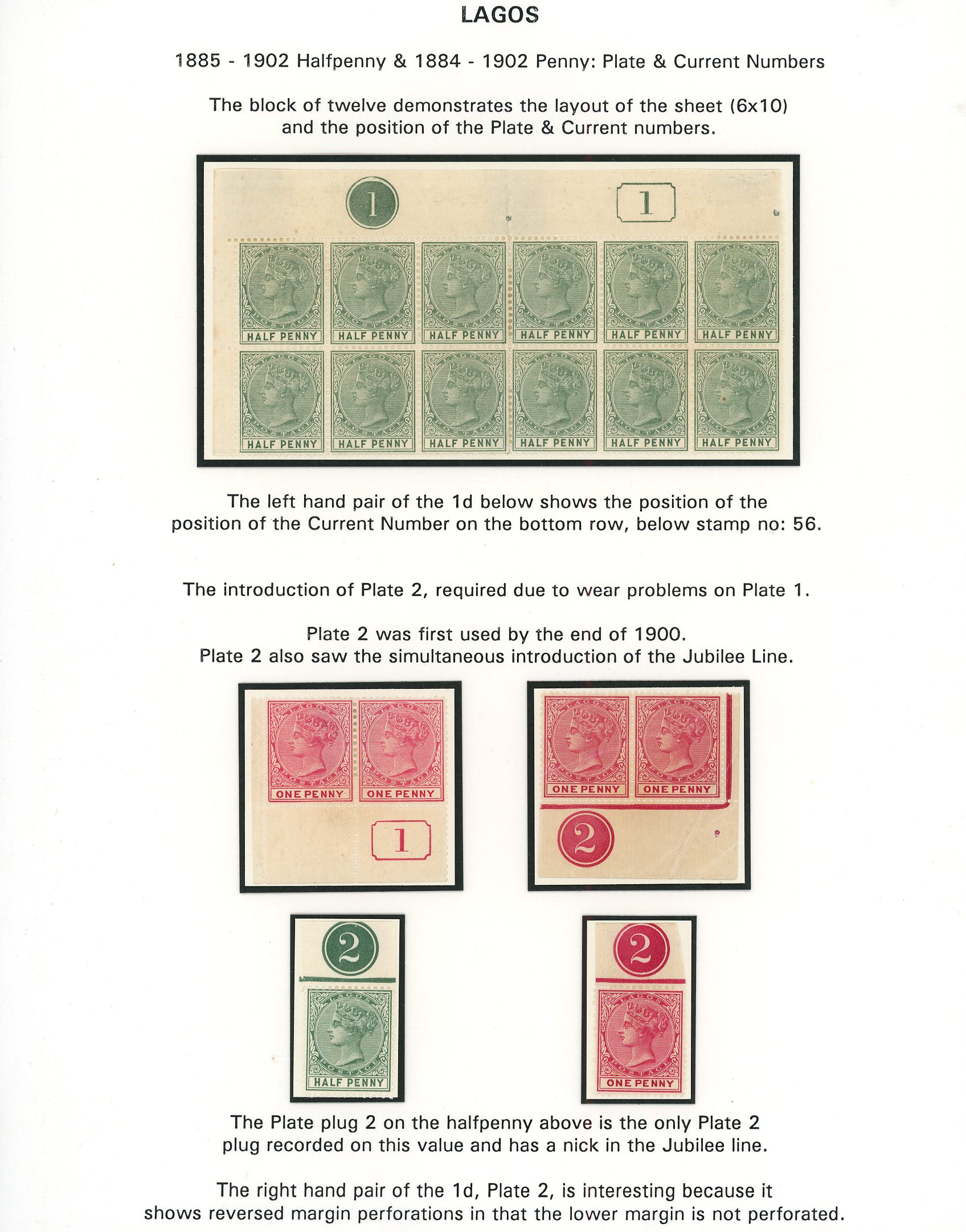 Lagos 1884-1902 Crown CA mint selection neatly arranged on display pages