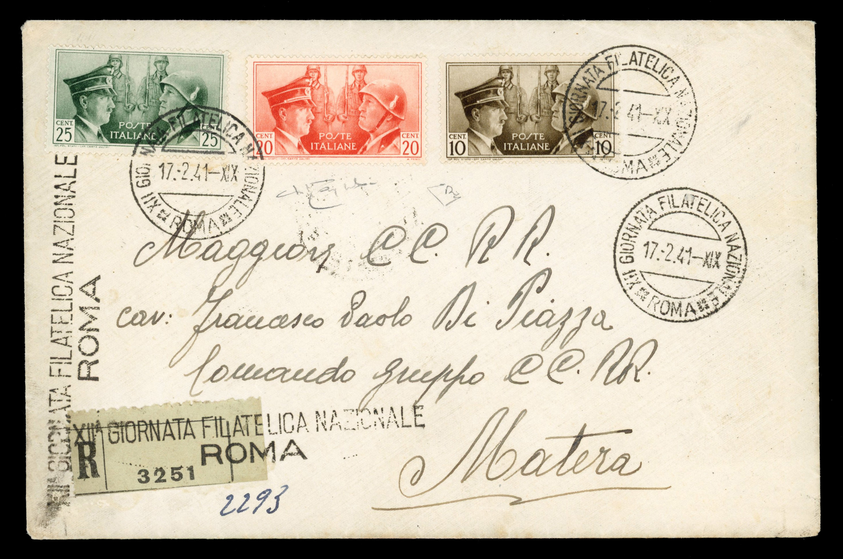 Italy 1941 Italian German Friendship unissued set of 3 or registered cover