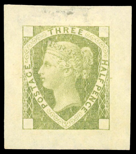 1870 1½d Die proof colour trial for ½d stamp. DP55(1)b