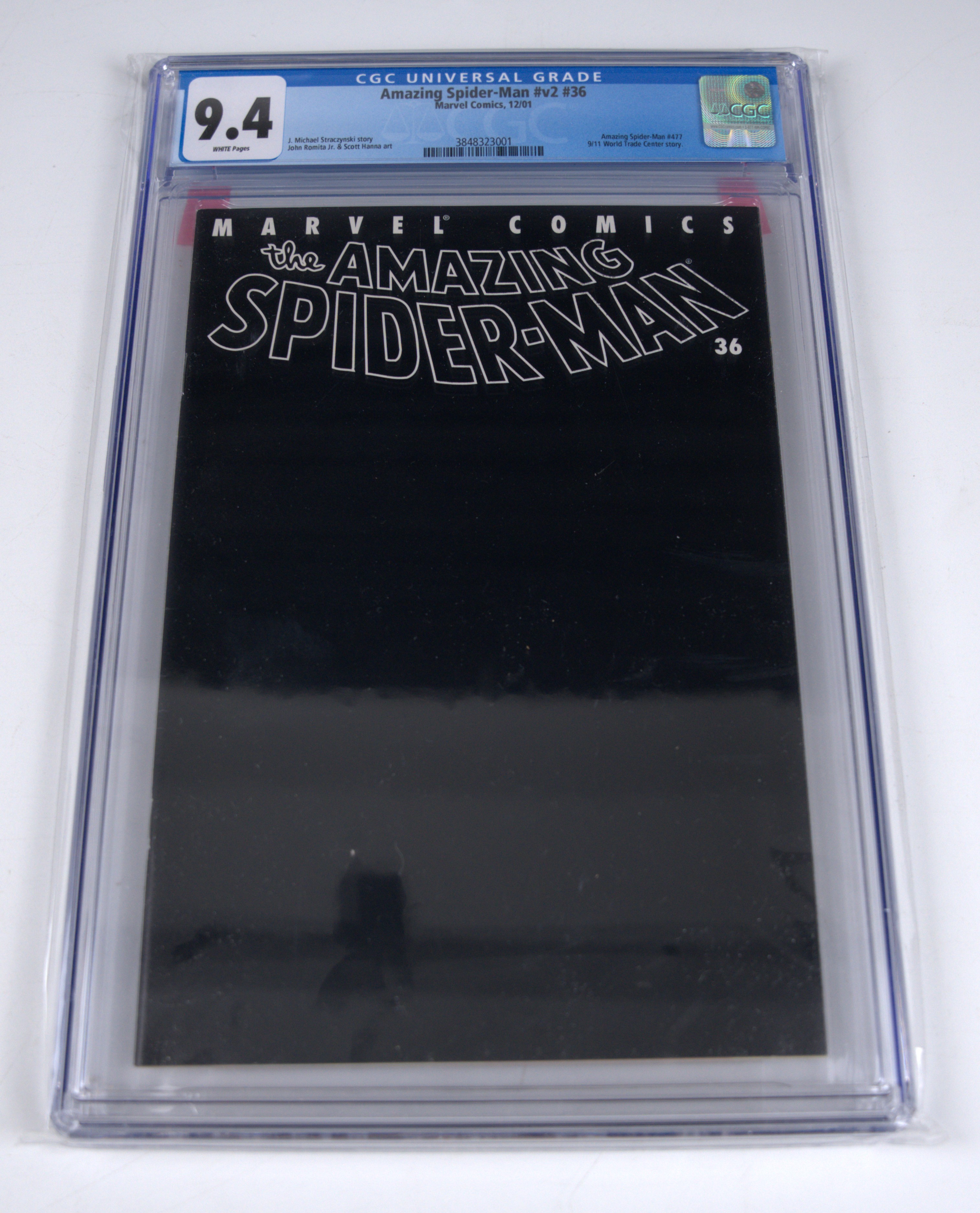 Amazing Spider-Man Vol 2 #36 CGC 9.4 Black Cover September 11th Tragedy (Marvel Comics, 2001) White Pages