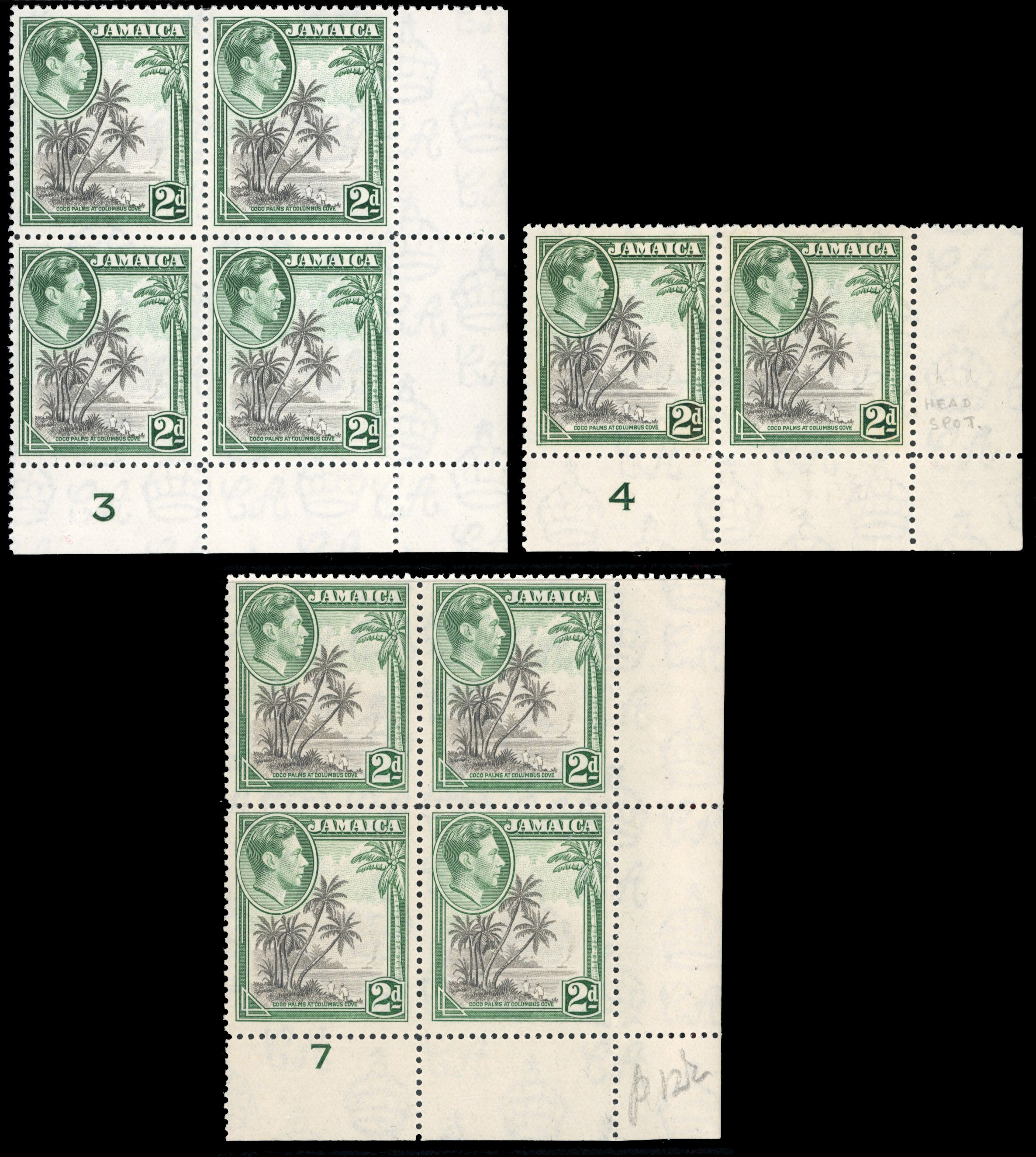 Jamaica SG 124a 1938-51 2d R6/10 fishing rod group mint