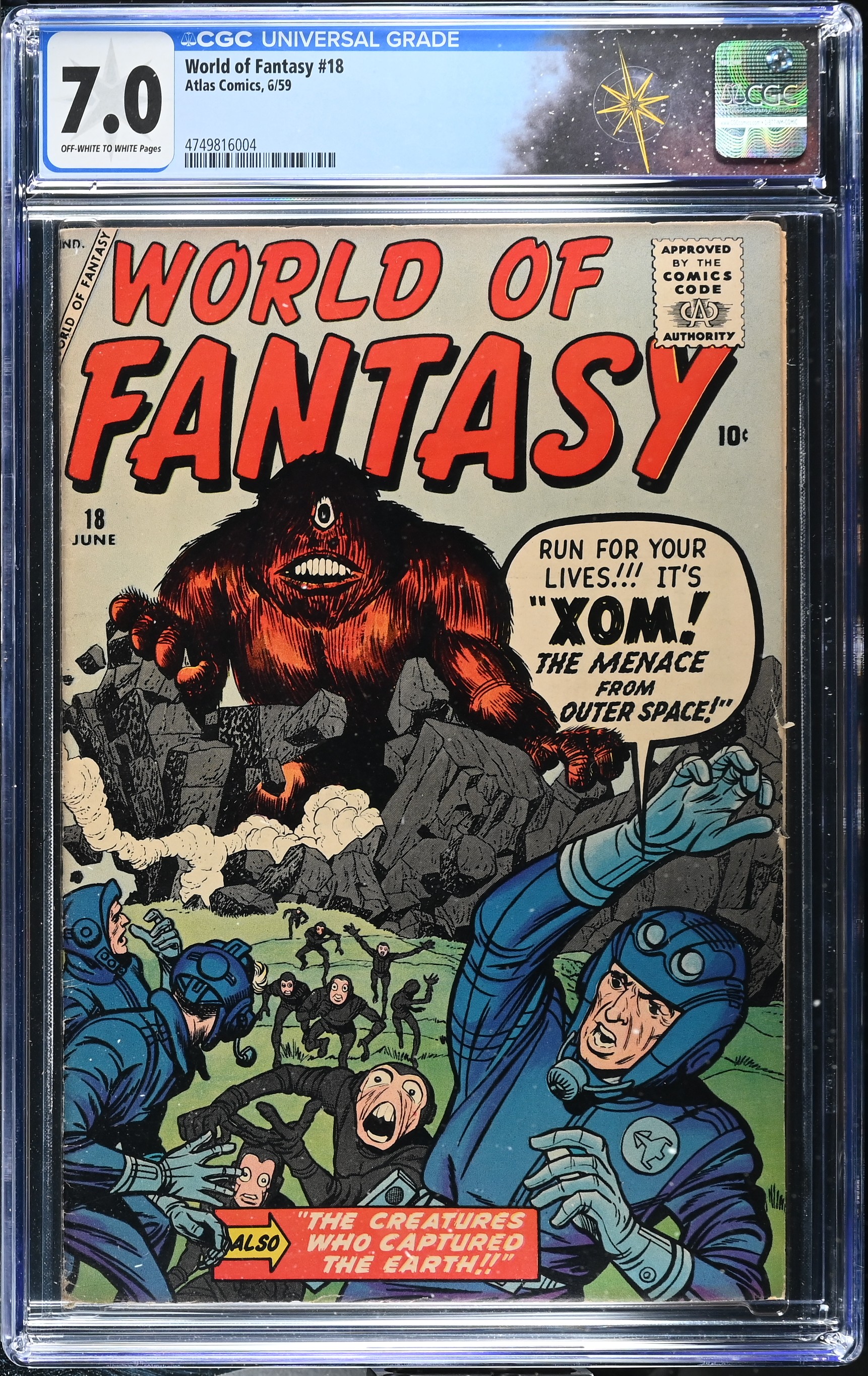 World of Fantasy #18 CGC 7.0 Cover by Jack Kirby and Christopher Rule (Atlas Comics, 1959) Off-White to White Pages