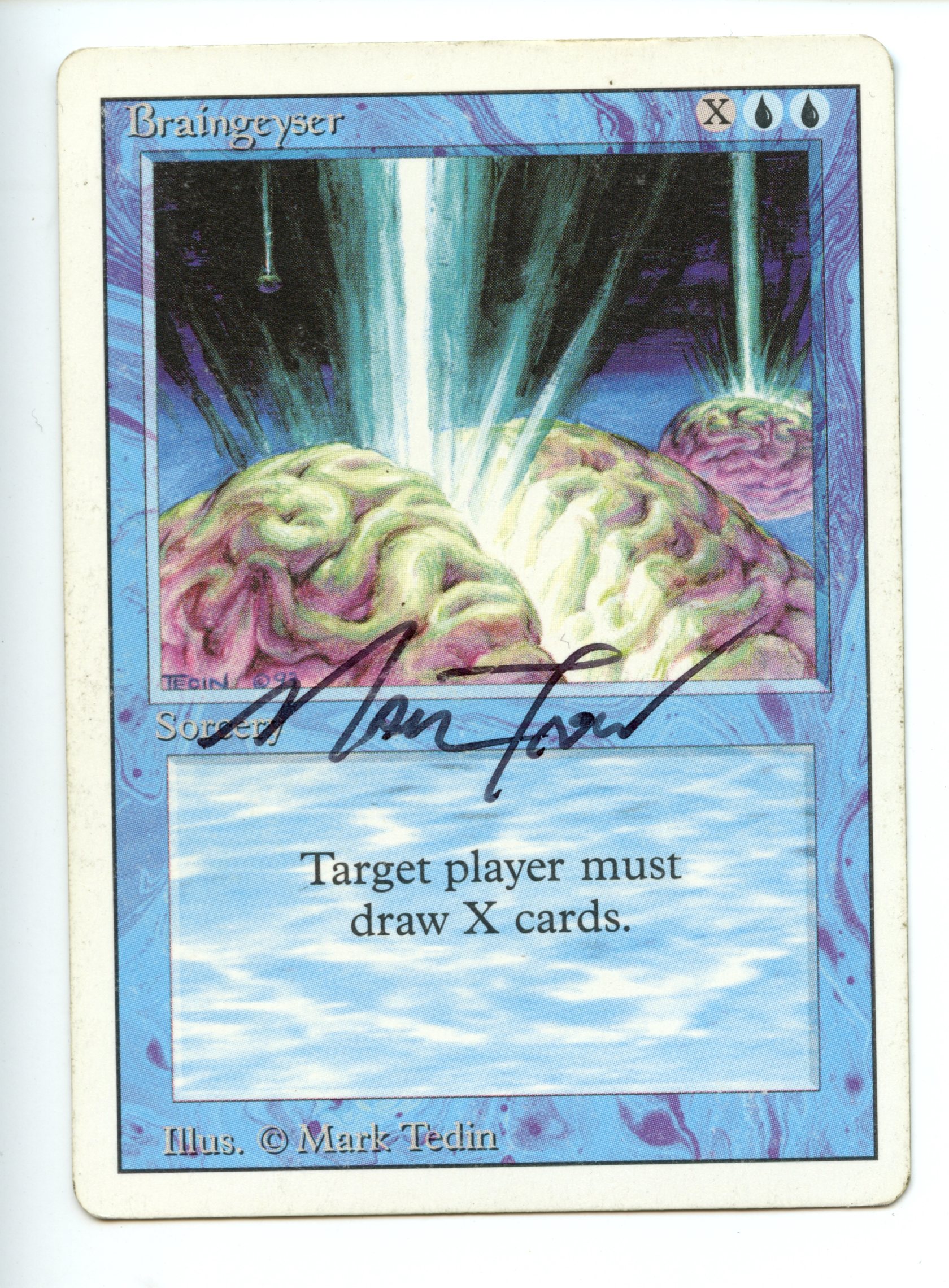 Magic the Gathering - Braingeyser Signed  - Revised - Heavily Played