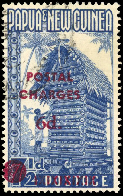 Papua New Guinea Postage Due. 1960 6d on 7½d blue, used, SG D1