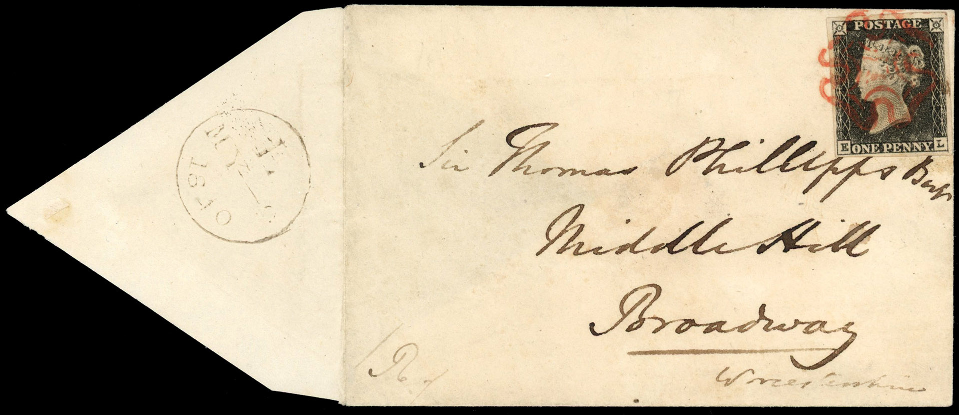 GB 1840 1d black May Date cover