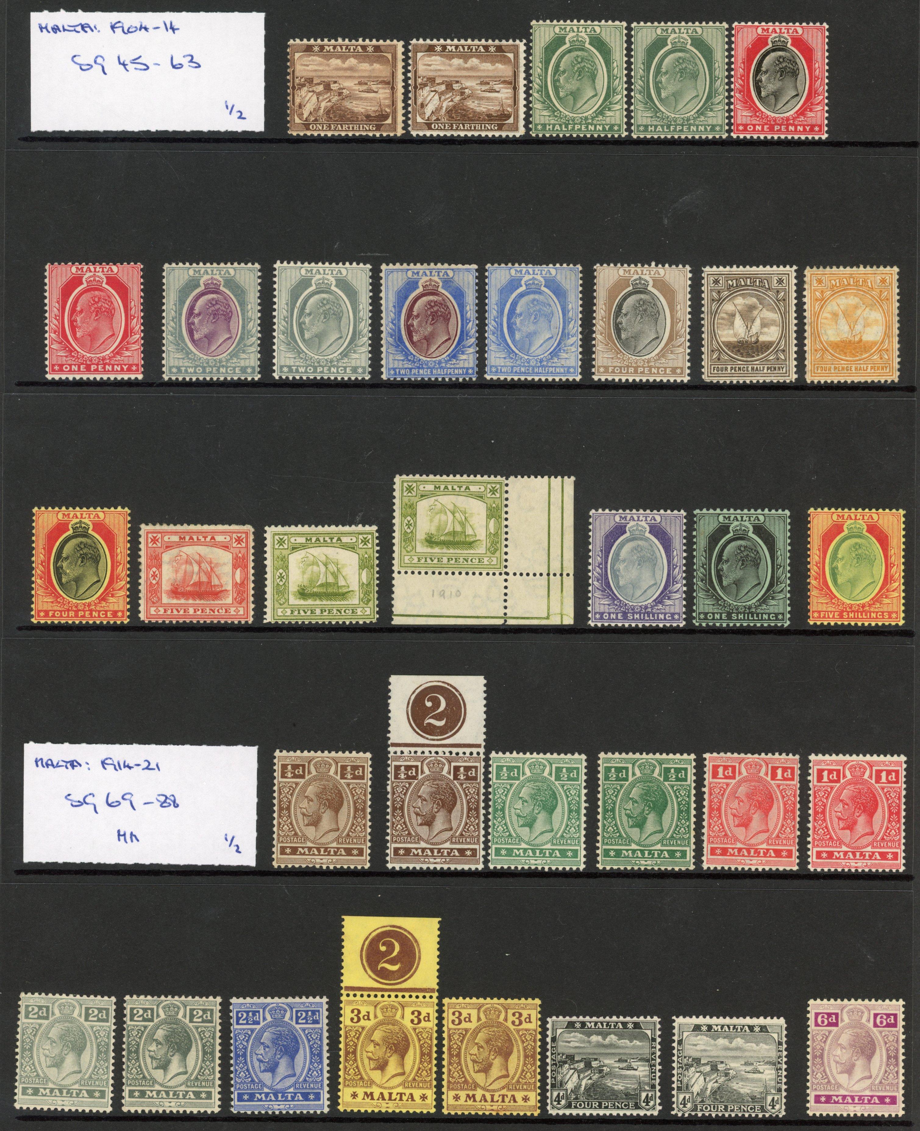 Malta SG 45/93 KEVII and KGV mint collection