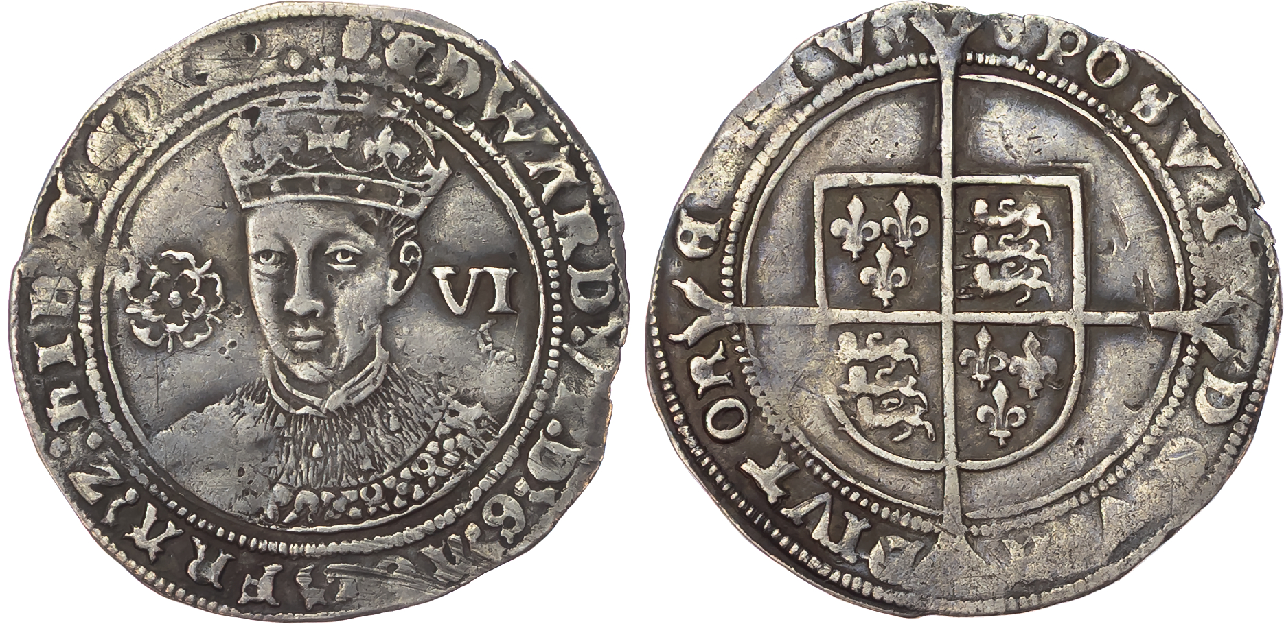 Edward VI (1547-1553), Sixpence, third period, fine silver issue, mintmark tun both sides.