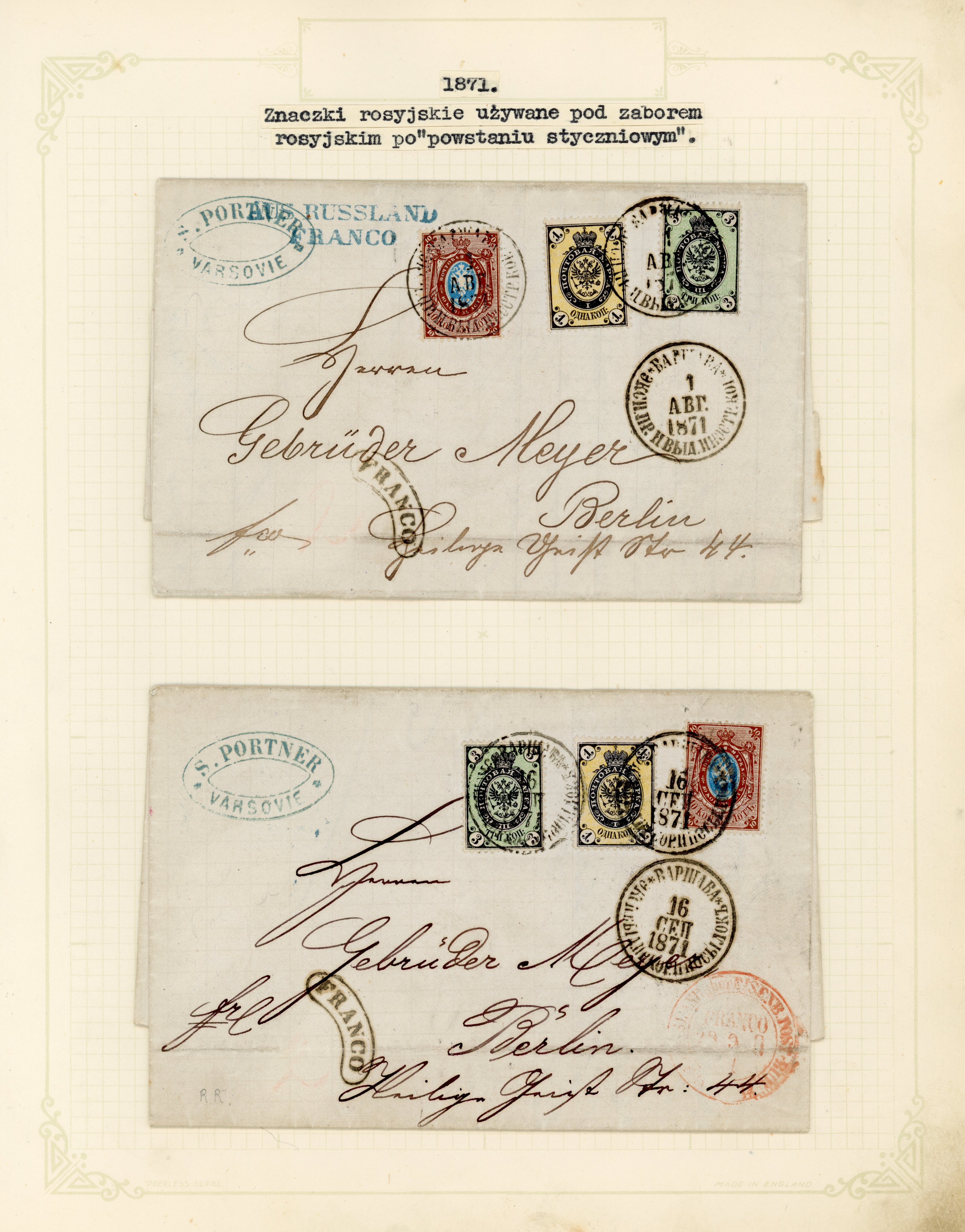 Poland 1871-73 group of five entires Warsaw to Berlin