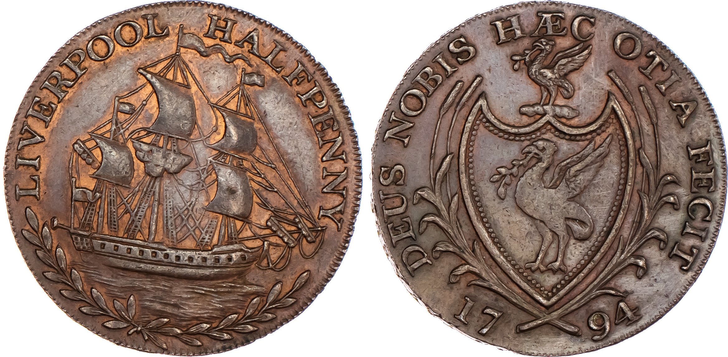 Liverpool, Thomas Clarke Halfpenny 1794,...