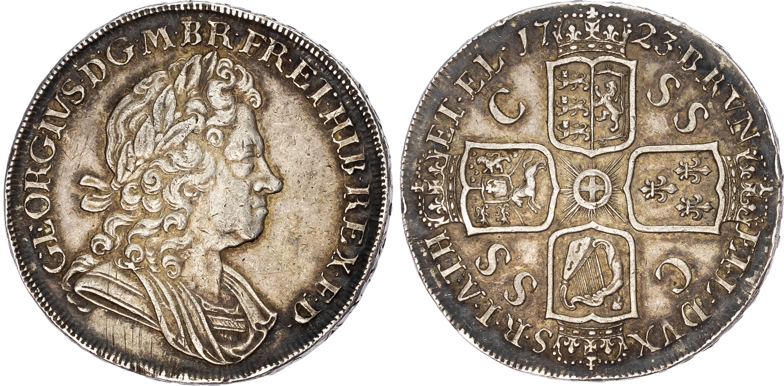 George I (1714-1727) Crown 1723 SSC, DECIMO.