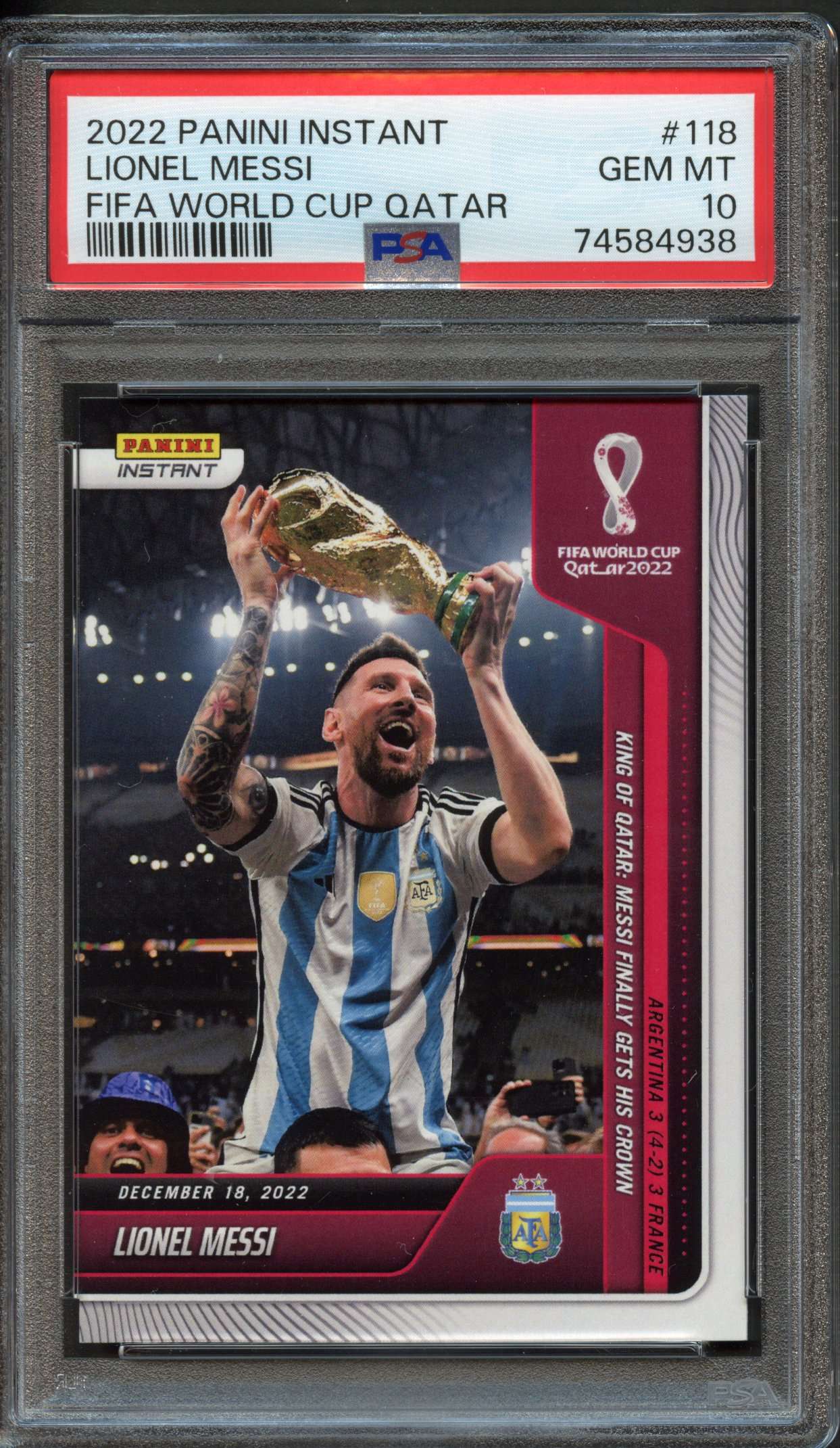 Past auction: PSA 10 2022 Lionel Messi #118 Panini Instant World