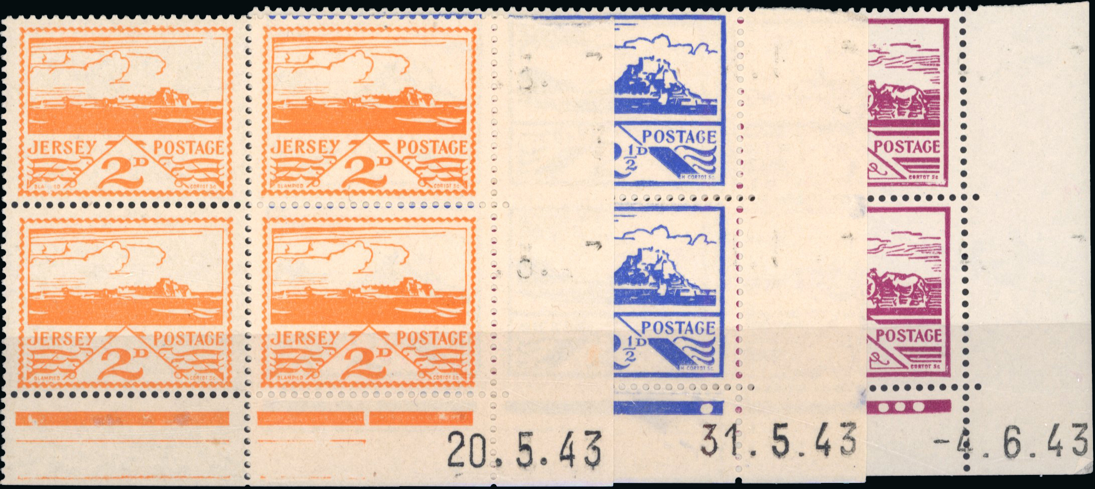 1943-44 ½d-3d Jersey Views War Occupation Issue