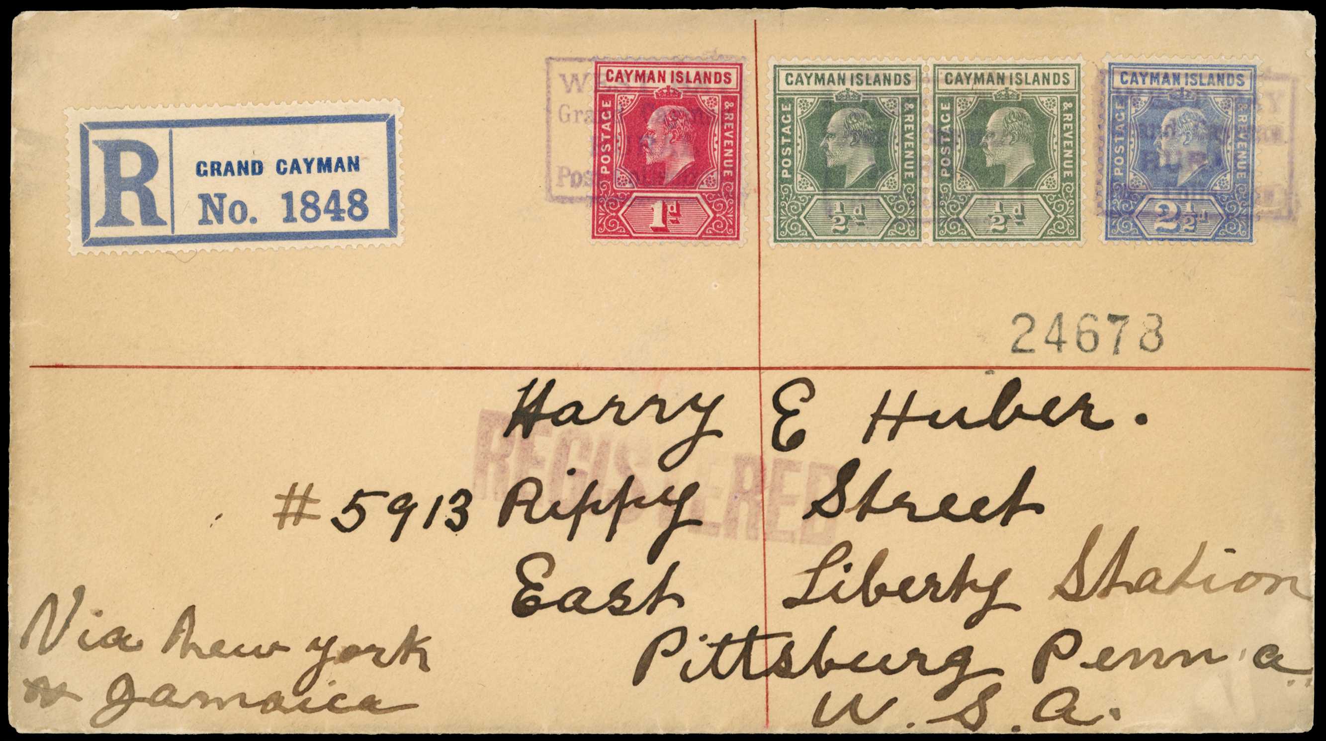 1912 Only known registered cover bearing...