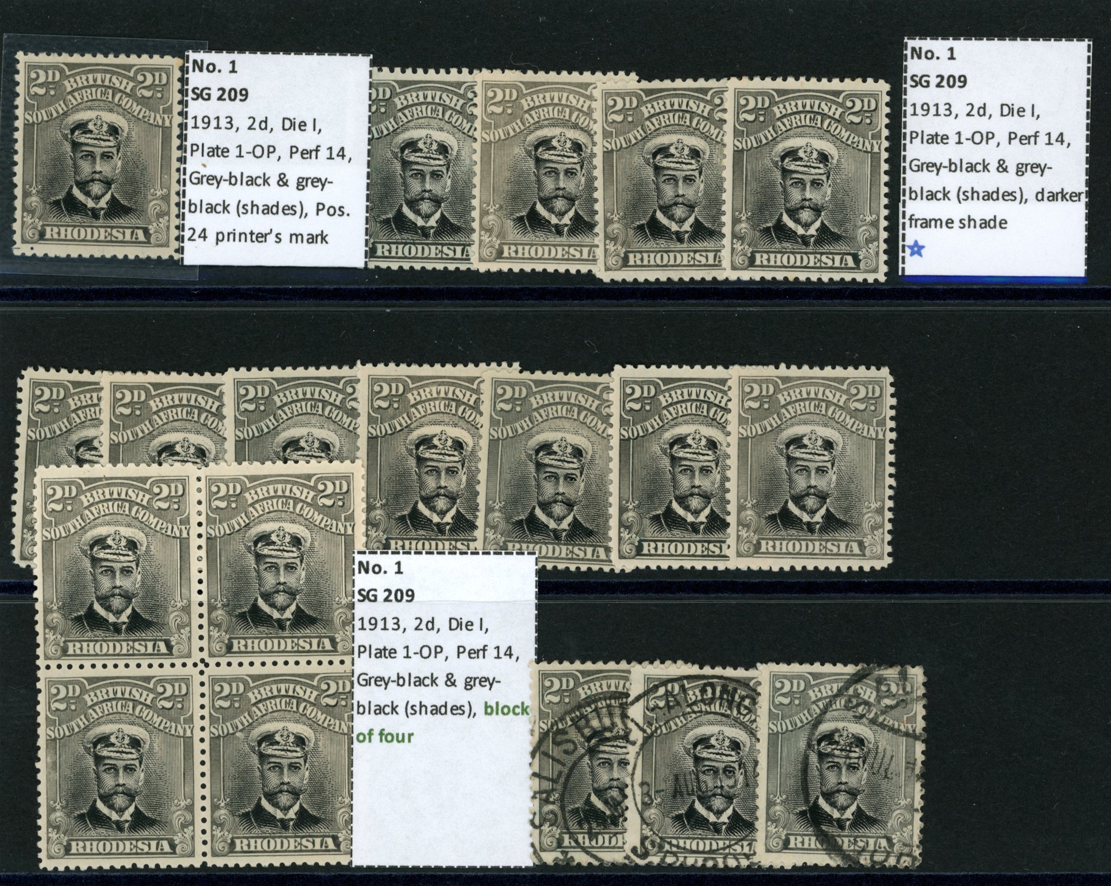 1913-17 2d Head Die I perf 14 group with...