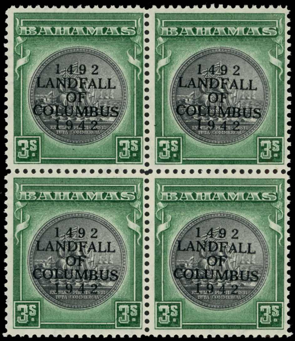 Bahamas 1942 3s Columbus Landfall overprint,...