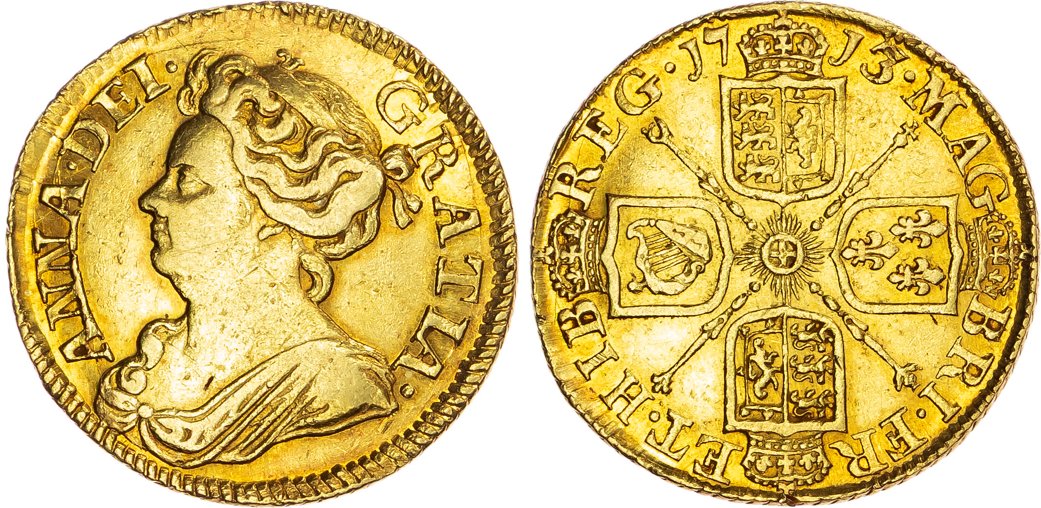 Anne (1702-1714), AV Guinea, 1713.