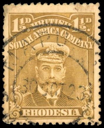 Rhodesia postmarks Mapunga on 1½d Admiral