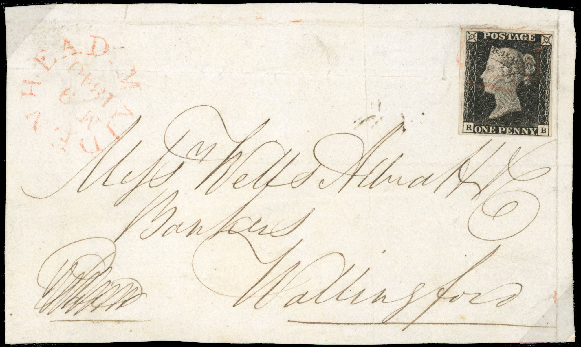 1840 1d Black P.1a. “May Date”. Front